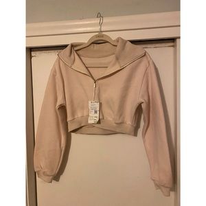 Cream Halara Cropped Sweatshirt: Size L